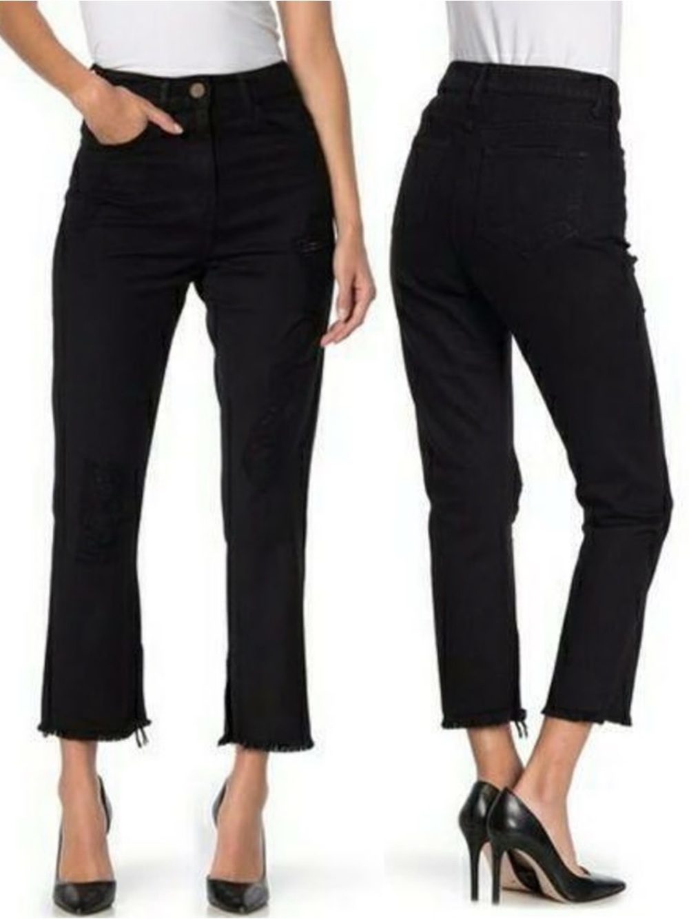 Show Me Your MuMu High Rise Black Ankle Crop Jeans, Brooklyn Distressed sz. 24